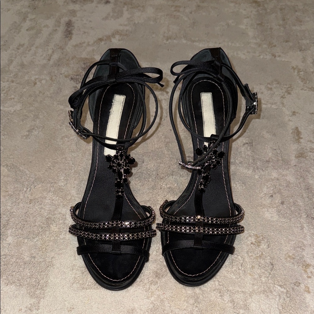 Christian Lacroix Black Embellished Sandals